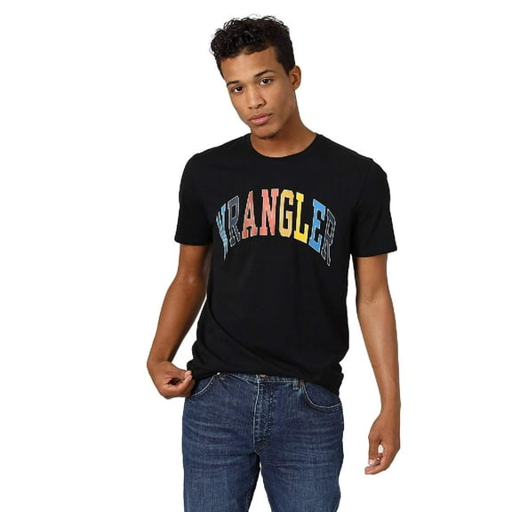 Wrangler Men's Short-Sleeve Colored Logo Crewneck T-Shirt (Black, Small, S)
