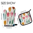 thumbnail image 2 of Heat Resistant Oven Glove & Hot Pad Set Reusable and Washable Kitchen Combo for Baking, BBQ, Oven, Microwave Cute Watercolor Tulips, 2 of 5