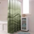 thumbnail image 5 of Shower Curtain Ombre Green Shower Curtains for Bathroom Decor Abstract Ocean Waves Shower Curtain Sets with Hooks Waterproof Fabric Bath Curtain Extra Long 72" X 84", 5 of 6