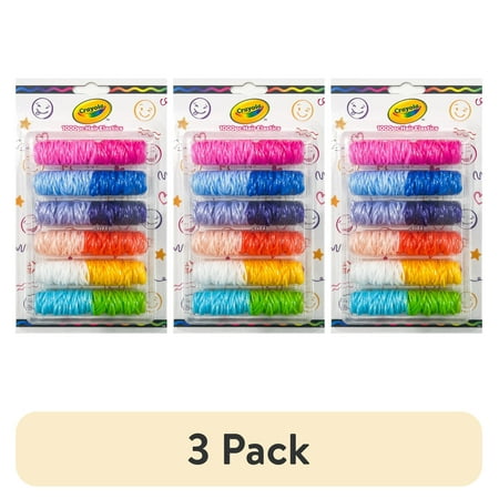 (3 pack) Crayola Girls Medium Elastic Hair Ties, Assorted Colors, Polybond, 1000 Count