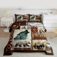 thumbnail image 2 of Manfei Howling Wolf Bear Full Size Comforter Sets 3-Piece, Bohemian Aztec Bedding Comforter Set, Rustic Checkered Bedding Sets, Super Cozy Room Decor, 2 of 8