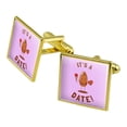 thumbnail image 1 of It's a Date Love Rose Candy Funny Humor Square Cufflink Set - Silver or Gold, 1 of 6