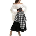 thumbnail image 5 of cocolona Womens Medieval Renaissance Long Dress One Shoulder Long Sleeve Patchwork Corset Dress Halloween Vintage Gothic Dress with Tops+Corset+Skirts, 5 of 6