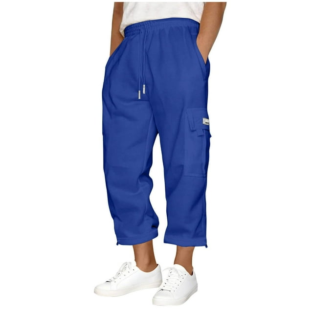 Dagugfen Plus Size Cargo Pants for Men Drawstring Loose Fitting Straight Leg Leisure Outdoor Pants with Pockets