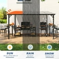 thumbnail image 3 of MEISSALIVVE 8' x 12' Wall Mounted Gazebo, Outdoor BBQ Grill Gazebo with Side Shelf, Lean to Metal Awnings with Sloped Roof, Heavy Duty Pergola for Backyard, Deck, Black, 3 of 11