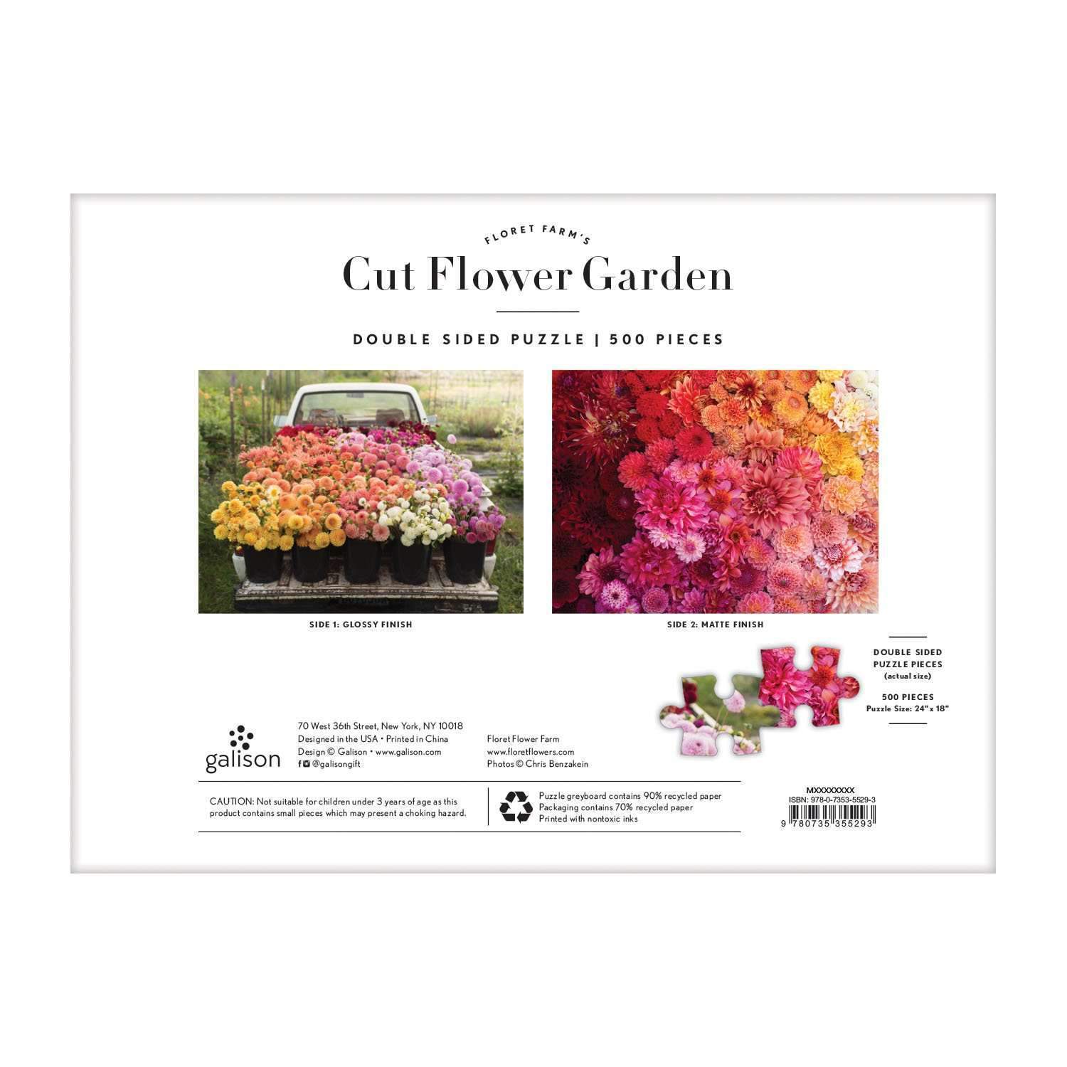 Galison - Floret Farm's Cut Flower Garden 2-Sided 500 Piece Jigsaw Puzzle