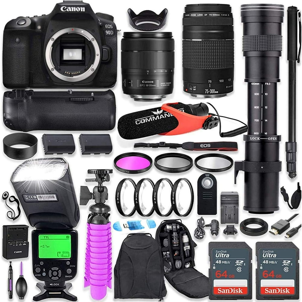 Canon EOS 90D DSLR Camera Kit with Canon 18135mm & 75300mm Lenses