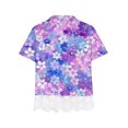 thumbnail image 4 of AJTQTH Tees for Girls Stylish Cute Floral Printed Tshirts Crewneck Short-Sleeved Tops Lace Patchwork Outfits Summer Casual School Holiday Clothes Purple 11 Years, 4 of 4