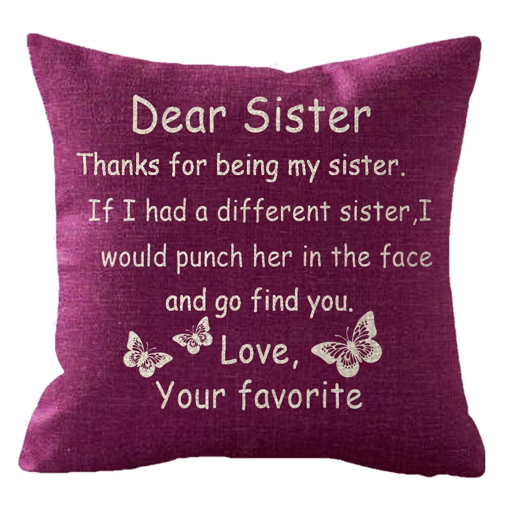 Cushion Cover Thanks For Be My Sister Cotton Square Throw Waist Pillow Case Cushion Cover Thanks For Be My Sister Cotton Square Throw Waist Pillow Case