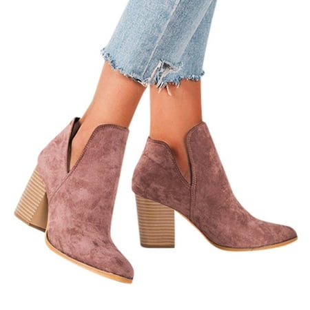 

Tejiojio Fall Clearance Women Boots Pointed Shoes Zip Shoes Winter Casual Shoes High Heel Warm Solid Boots