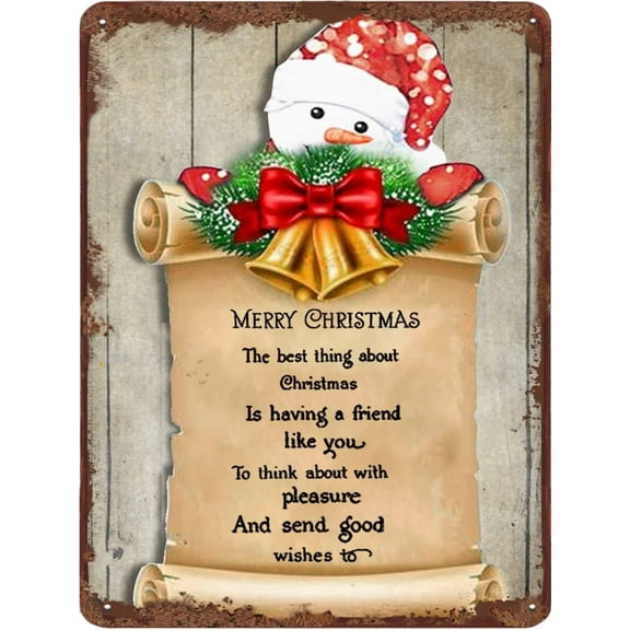 Merry Christmas Friends Best Wishes to You Funny Metal Sign Inspirational Quote Sign Novelty Sign Metal Retro Wall Decor Sign Gift 5.5x8 inch