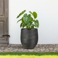thumbnail image 2 of Macetero Worth Garden Redondo 30,48 cm de Diámetro x 38,1 cm de Alto Cemento de Óxido de Magnesio Negro Dorado, 2 of 7