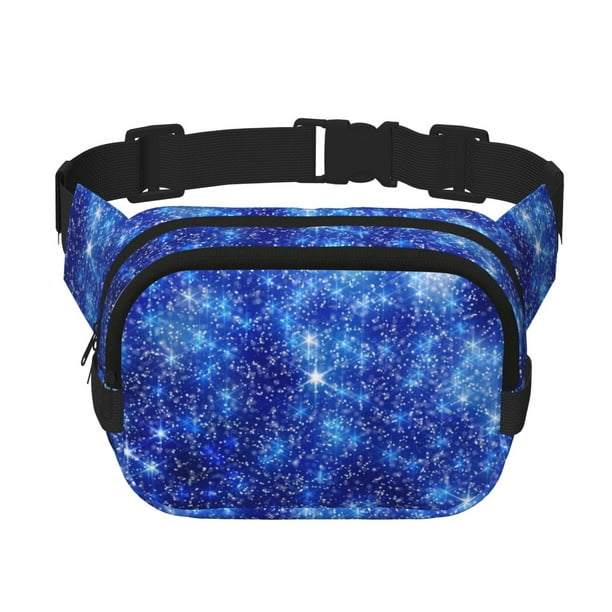 Fotbe Blurred Star Snow Christmas Cangurera Cuadrada con Estampado de Doble Capa, Bolsa de Cintura Ajustable Mini para Hombres y Mujeres