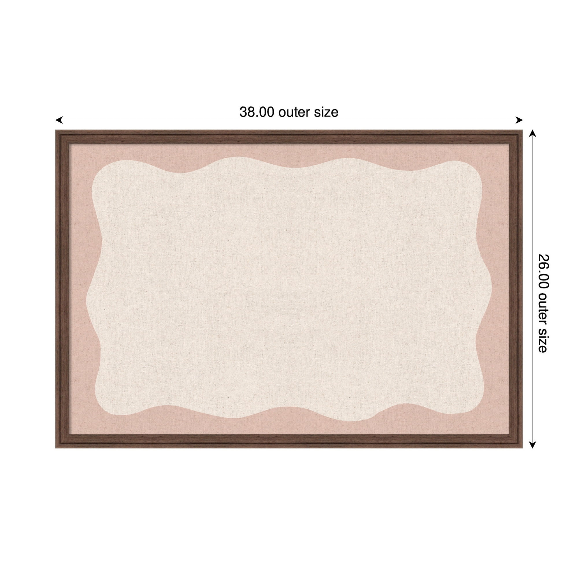 Kate and Laurel Framed Fabric Pinboard 38 x 26,  Printed Linen Classic Bulletin Board for Use as a Vision Board or Wall Organization, Florence Medium Brown Frame