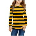 thumbnail image 2 of Odeerbi Kids Boys Girls Long Sleeve Shirt Fall Winter Striped Base Layer Undershirt Cute Print Shirts Crewneck Tops Dressy Casual Blouses Kids Clothes Orange, 2 of 5