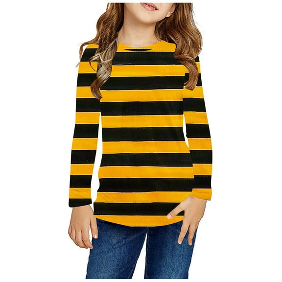 Nrmvnmi Baby Toddler Girls & Boys Long Sleeve Tee Shirts Cute Horizontal Stripes Sweatshirts Crew Neck Long Sleeve Pullover Little Kids Cotton Warm Loose Comfortable Top(3-14Years)