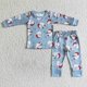thumbnail image 2 of Venta al por mayor de ropa de dormir para niños pequeños de Navidad de Papá Noel, conjunto de manga larga para niños, pantalones de puntos azules, traje para chico, pijamas infantiles, 2 of 2