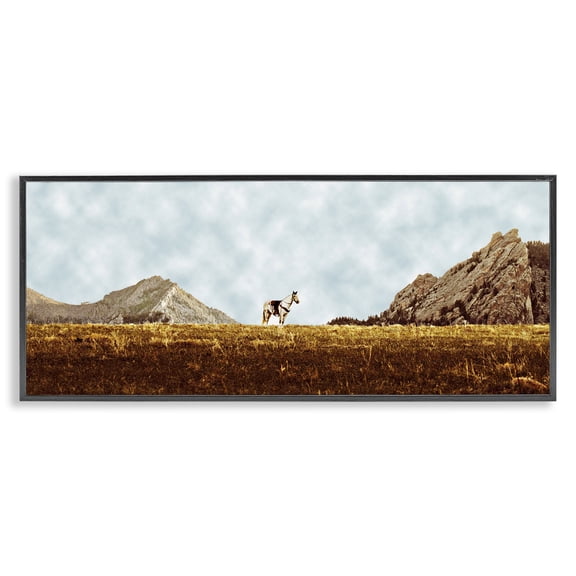 Stupell Industries Rustic Lodge Horse Between Desert Peaks Black Framed Giclee Art, 24 x 10, by SunDance Group LLC