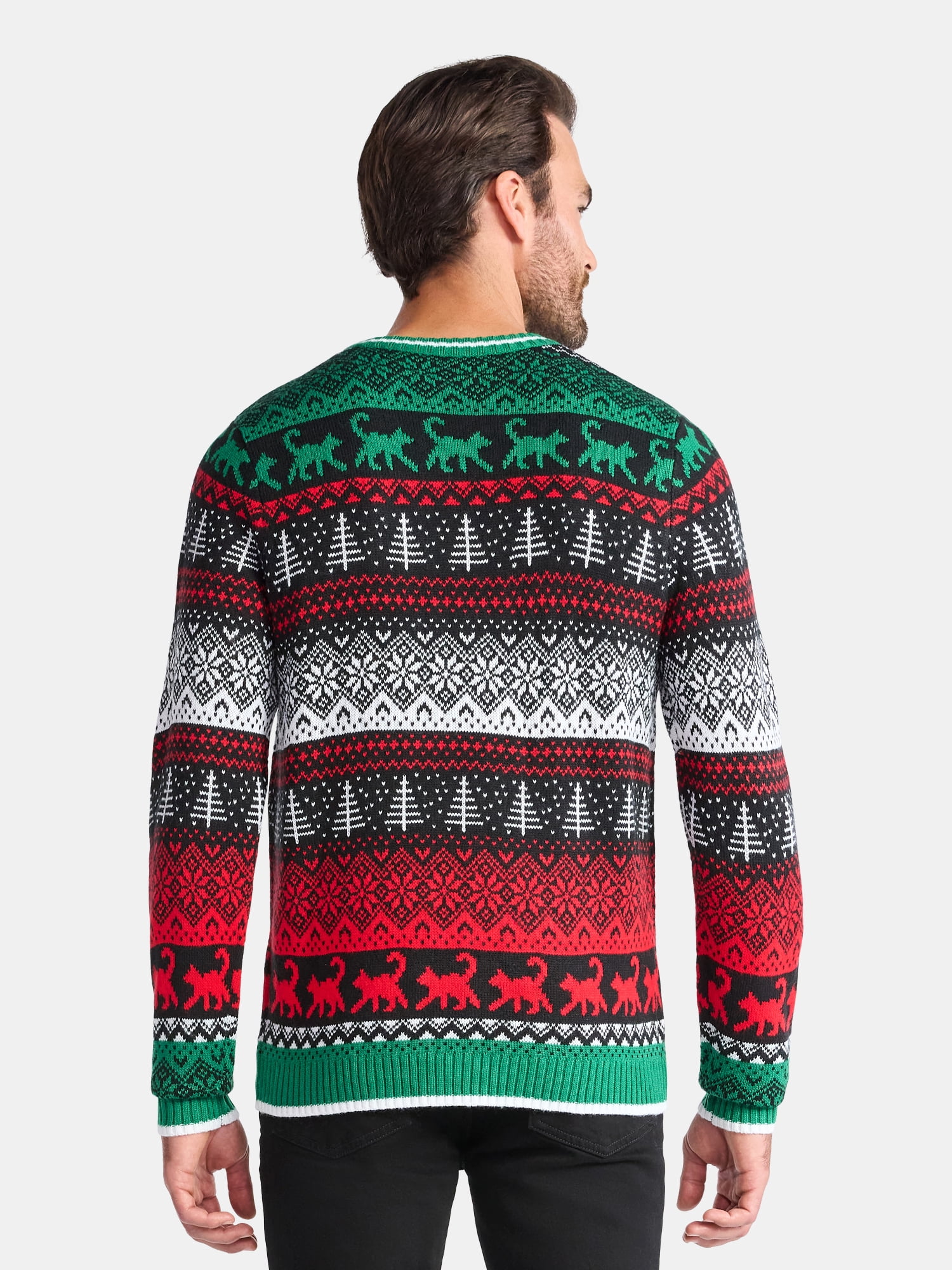 Men's Christmas Sweater Ugly Christmas Sweater with Drink Pocket from Holiday Time, Sizes XS-3XL