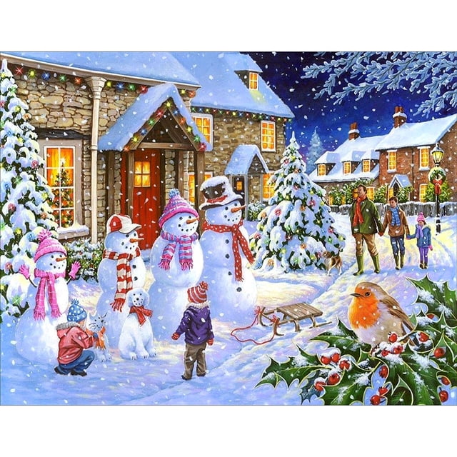 Diamante pintura Wdftyju Navidad completo taladro redondo punto de cruz bordado artesanal