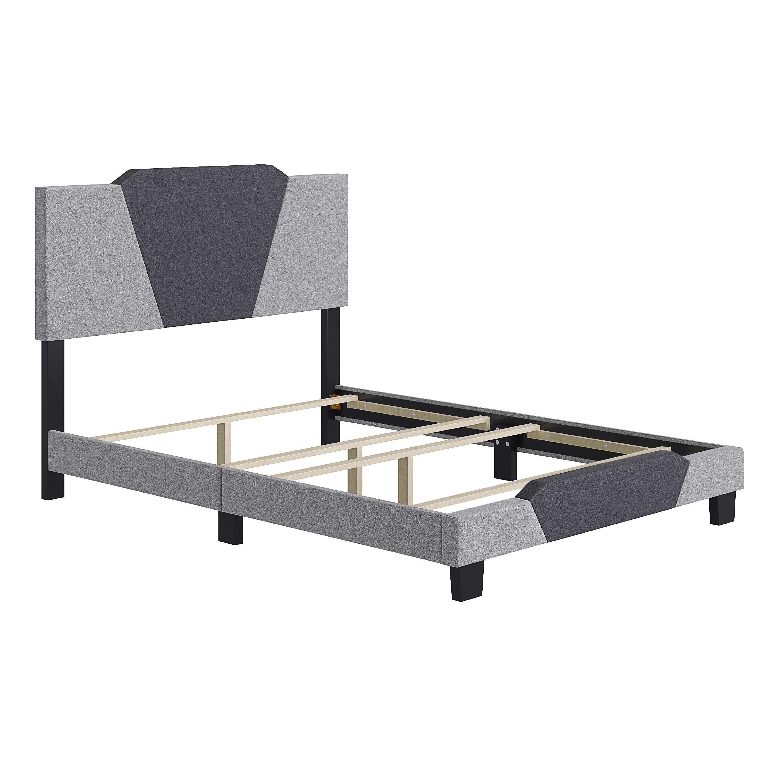 Boyd Sleep Tuscany Gray Linen Full Size Fully Upholstered Platform Bed Frame with Adjustable Headboard, Qualified Box Spring or Foundation Required for Use