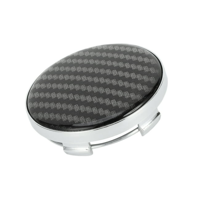 Tapa de centro de rueda Unique Bargains 58.5mm tono plateado 1 pieza con adhesivo de patrón de fibra de carbono negra