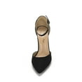 thumbnail image 4 of Dream Pairs Women Ankle Strap Pump Shoes Pointed Toe High Chunky Heel Dress Pump Shoes Coco Black/Suede Size 5.5, 4 of 6