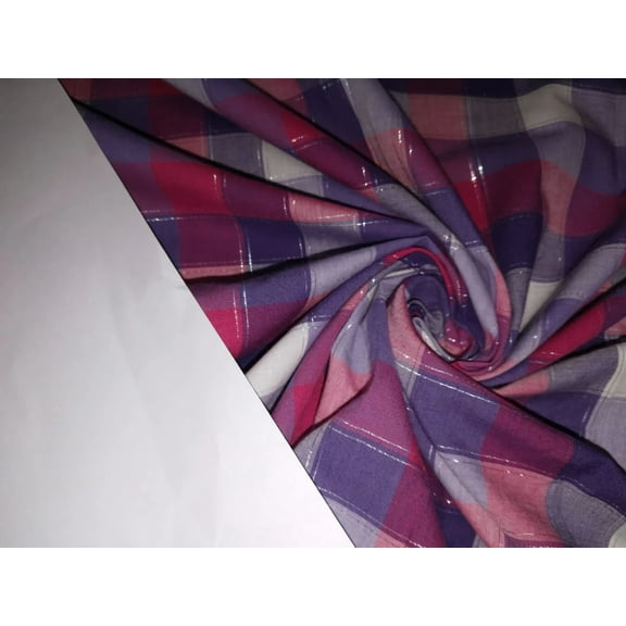 100% Cotton Lurex Plaids 58" wide multi color pinks/blues/purples [15893]