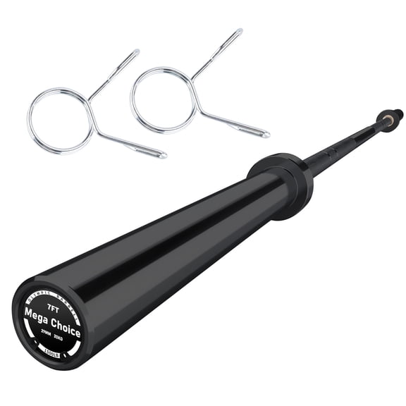 GARVEE 7FT Olympic Barbell Bar with 2 Collars,1500 LB Capacity Weightlifting & Powerlifting Bar,Fits 2-Inch Plates,Strength Training Bench Press Bar for Home Gym,Black
