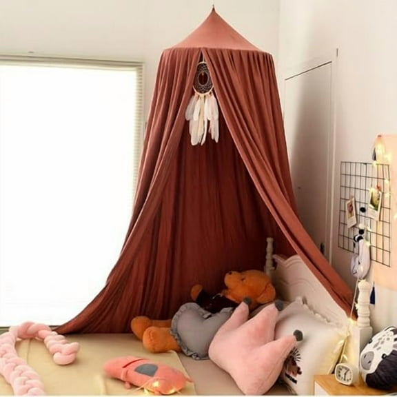 Bed Canopy Tent for Girls & Adults, Round Dome Princess Bed Canopy, Hanging Tent Curtain Net for Reading Book Hideaway Bedding Play Room Decor