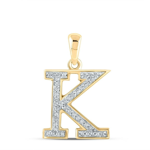 The Diamond Deal 10kt Yellow Gold Womens Round Diamond Initial K Letter Pendant 1/12 Cttw