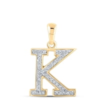 The Diamond Deal 10kt Yellow Gold Womens Round Diamond Initial K Letter Pendant 1/12 Cttw