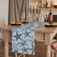 thumbnail image 2 of Table Runners 108 Inches Long Dress Scarves, Teal Blue Starfish Farmhouse Coffee/Dining/Kitchen Table Runner for Living Room, Coastal Ocean Summer Sea Nautical 13x108 Inch, 2 of 9