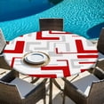 thumbnail image 6 of Modern Geometric Red Round Tablecloth 45-54 Inch Round Fitted Table Cloth with Elastic Edge, Abstract Minimalist Artwork Lines Waterproof Table Cover Protector for Outdoor Picnic Party Dining, 6 of 9