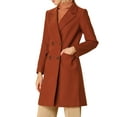 thumbnail image 3 of Allegra K Women's Notch Lapel Double Breasted Belted Mid Length Trenchcoat, 3 of 7