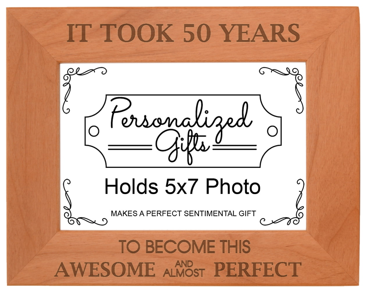 50th Birthday Gift It Took 50 Years Awesome Engraved Natural Wood Frame 