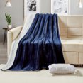 thumbnail image 2 of Sherpa Throw Blanket Super Soft Flannel Reversible Ultra Plush Fleece TV Blanket Navy 50x60, 2 of 7