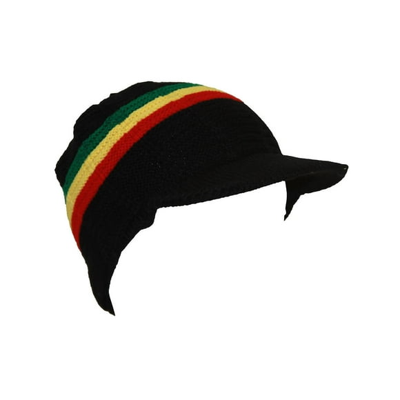 TopHeadwear's Cuffless Winter Beanie w/ Visor Brim SMALL/MEDIUM - Rasta
