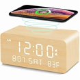 thumbnail image 1 of wonima02 Wooden Digital Alarm Clock with Wireless Charging, 0-100% Adjustable Brightness Dimmer and Alarm Volume, Weekday/Weekend Mode, Dual Alarm, Snooze, 12/24H, Wood LED Clock for Bedroom (Bamboo), 1 of 1