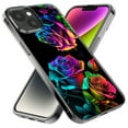 thumbnail image 2 of MUNDAZE Apple iPhone 12 Pro Colorful Neon Rainbow Glow Roses Double Layer Phone Case Cover, 2 of 5