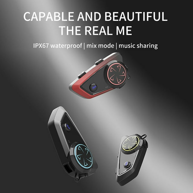 X5 Riding Helmet BT Headset BT 1000M Riding Intercom Motorcycle Music Sharing Helmets Headset Waterproof Long Battery Life Noise Reduction