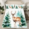 thumbnail image 2 of Feelyou Deer Animal Full Size Sheets for Kids, Merry Christmas Bed Sheets, Jungle Xmas Tree Sheet Sets, Lightweight Room Decor,4 Pieces, 2 of 7