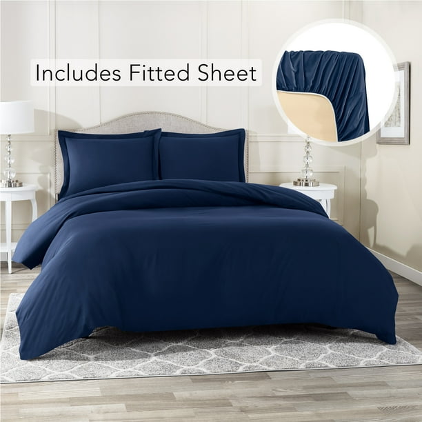 Split King Size Duvet Cover with 2 Fitted Sheets and 2 Pillow shams