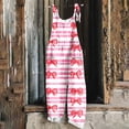 thumbnail image 2 of Ousvtion Valentine's Day Women's Overalls Love Heart Graphic Jumpsuit Sleeveless Adjustable Strap Jumpsuits Straight Wide Leg Pants Romper with Pockets Clearance Saving,C02-Multicolor,Large, 2 of 5