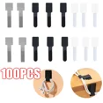 thumbnail image 2 of 10PCS Self Adhesive On Wall Mounted Desk Reusable T-Type Cable Cord Organizer Nylon Hook Loop Wrap Bundle Data Cable Tie Wire White-10PCS 28X90mm, 2 of 6