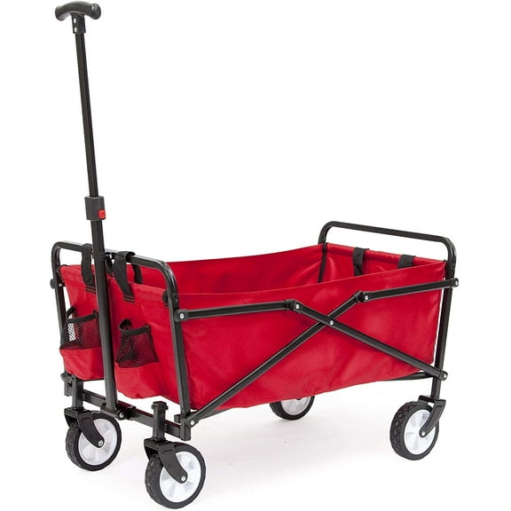 Seina Collapsible Folding Wagon with Straps | Utility Cart, Portable, Lightweight, Fold up, for Groceries, Laundry, Sports, Baseball, Softball, Fishing and Camping