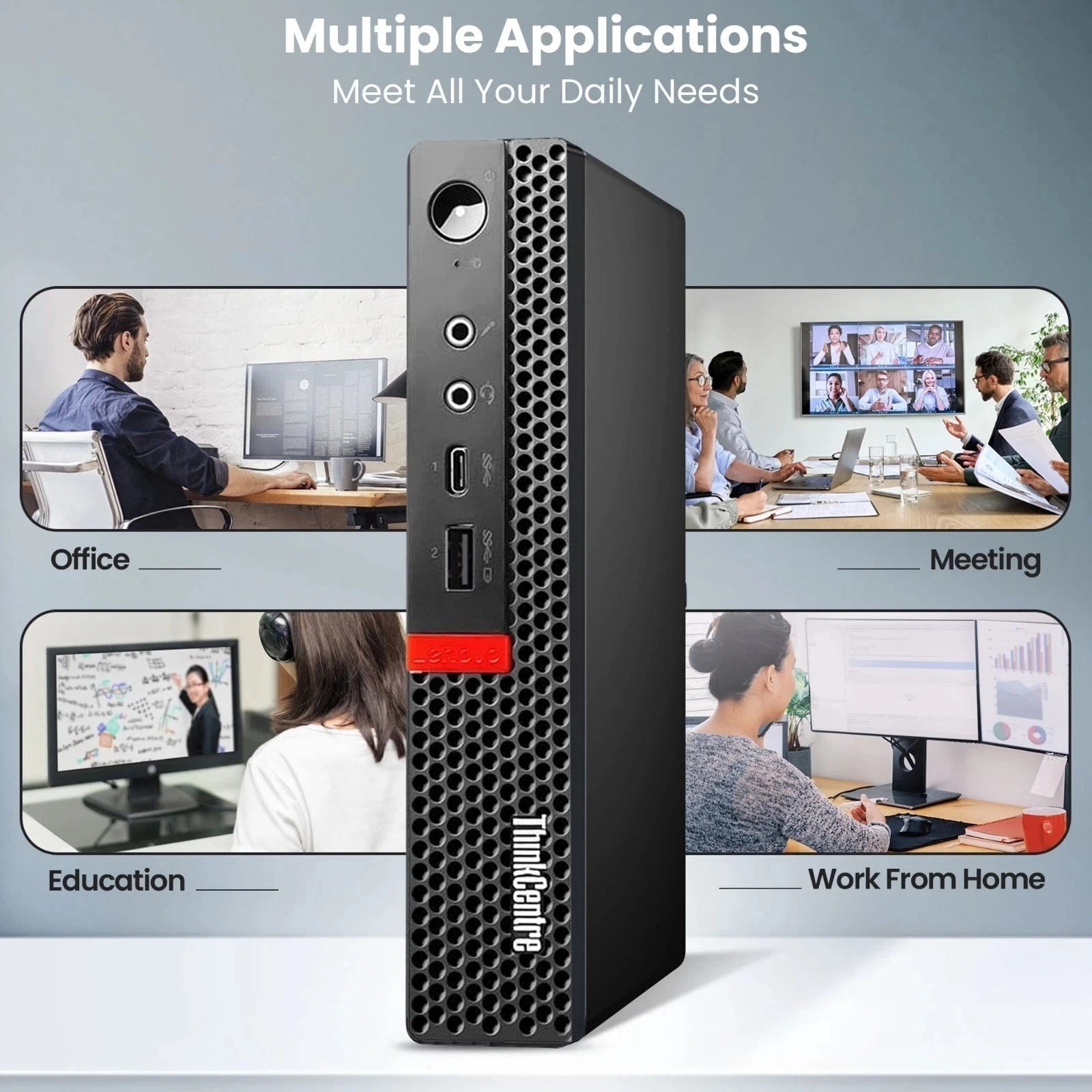 Restored Lenovo ThinkCentre M720q Tiny Desktop Computer — Intel Core i5-8500T 8th Gen Upto 3.50GHz — 16GB DDR4 RAM — 256GB SSD — RGB Keyboard & Mouse — WiFi — Business Mini PC — Windows 11 Pro (Refurbished)