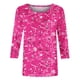 thumbnail image 4 of ICHUANYI Clearance Women's Fashion Printed T-shirt Mid-length 3/4 Sleeves Blouse Round Neck Casual Tops(Hot Pink, L) ICHUANYI WER2023080817440, 4 of 5