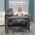 thumbnail image 3 of Pamo Babe Unisex Portable Baby Play Yard Include Wheels, Canopy, Changing Table for Newborn(Grey), 3 of 10