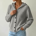 thumbnail image 3 of Women's Hooded Cable Knit Cardigan Button Down Long Sleeve with Pockets Casual Sweater, 3 of 5